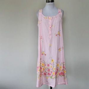 Pink Floral Nightgown Pullover SECRET TREASURES Lace Trimmed Sleeveless